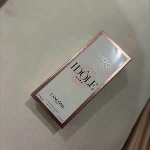 Sealed Lancome boxed perfume with white and rose gold accents